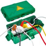 Hrensaw Medium Outdoor Electrical Box(10.6x5.7x5in), Weatherproof Connection Box w/6 Cable Entry, IP54 Waterproof Extension Cord Cover Protect Power Strip,Timer Outlet,Socket,Plug,Holiday Lights,Green