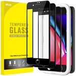 JETech Full Coverage Screen Protector for iPhone 8 Plus/7 Plus 5.5-Inch, Black Edge Tempered Glass Film with Easy Installation Tool, Case-Friendly, HD Clear, 3-Pack (Black)