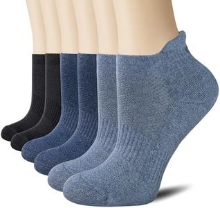 CS CELERSPORT Ankle Athletic Running Socks Low Cut Sport Tab Sock for Men and Women (6 Pairs), Small, Black+Light Blue+Dark Blue