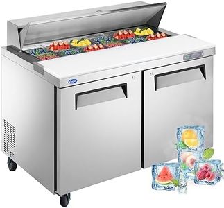 48" W 2 Door Refrigerator Sandwich Salad Prep Table Commercial Stainless Steel Fan Cooling Refrigerator with Cutting Board, 2 Shelves & 12 Pans for Restaurant, Bar, Shop-12.9 Cu.ft