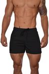 YoungLA Men's Bodybuilding Lift Shorts W/ Zipper Pockets Medium AllBlack