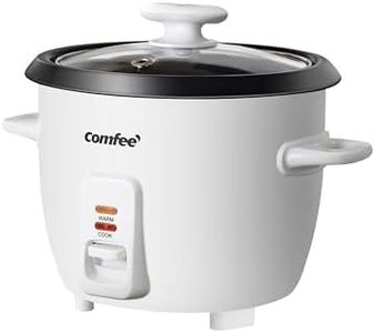 COMFEE' Rice Cooker, 6-Cup Cooked/3-Cup Uncooked, Removable Non-Stick Bowl, for Soups, Stews, Grains&Oatmeal, One Touch, White