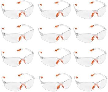 Kurtzy Lot de 12 Lunettes de Sécurité Transparentes - Lunettes de Protection Avec Verres en Plastique, Pont-de-Nez et Embouts de Branches en Caoutchouc pour plus de Confort - Lunette Transparente PPE