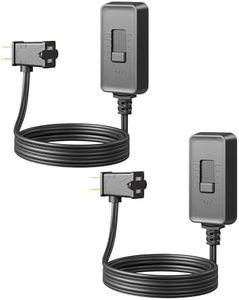 DEWENWILS Plug in Dimmer Switch for Lamp, Table Lamp Dimmer for Dimmable LED/CFL Lights and Incandescent Bulbs, Full Range Slide Control, Dimmer Extension Cord, Black, 2 Pack