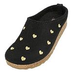 HAFLINGER Black Hearts Women's Slippers Felt (38 EU, Size 38), Black, 5 UK