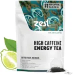 Zest 150mg High Caffeine Energy Leaf Blend - Earl Grey Black Tea - 20 Pack Bag - Hot or Iced - All Natural Strong Flavored Healthy Coffee Alternative Highly Caffeinated Substitute - Perfect for Keto