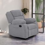 NEUDOT Ease Fabric Manual 1 Seater Recliner | 1 Seater Sofa | Single Sofa Recliner | Chair Sofa | 12 Months Warranty - Misty Grey