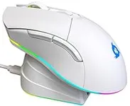 KLIM Blaze Pro Rechargeable Wireless Gaming Mouse with Charging Dock RGB - New 2024 - High-Precision Sensor and Long-Lasting Battery - Up to 6000 DPI - Great PC Gaming Mouse Wireless - White