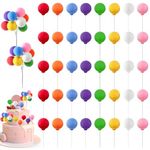 40 Pcs Mini Balls Cake Topper, Colorful Balloon Rainbow Cake Balls Decorations Picks Balloon Cake Topper Round Balloon Cupcake Topper, for Wedding Anniversary Birthday Baby Shower