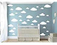 CUGBO 31pcs Big Clouds Vinyl Wall Decals DIY Wall Sticker Removable Wall Art Decor 4-10 inch for Living Room Nursery Kids Room(White)