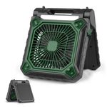 8000mAh Quiet Solar Fan by Redfern Health & Home – 3 Speed Camping Fan with Solar Panel – Rechargeable Battery Operated Fan for Outside (Black/Green)