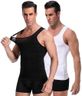 Wearslim Men Compression Shirt For Workout Vest Abs Abdomen Slim Body Shaper Undershirt Slimming Shirt to Hide Gynecomastia Stretchable Tummy Tucker Vest - Pack of 2 - (Black & White) - XXL