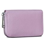 GADIEMKENSD Womens Credit Card Holder Small RFID Blocking Ladies Wallet with Stainless Steel Zipper Excellent Genuine Leather Accordion Wallets Case Slim Blocked Zip Accordian Cards Light Purple