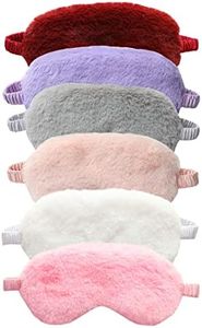 EleCharm New Faux Fur Eye Mask 6PCS Soft Smooth Plush Satin Nap Eye Cover Sleeping Blindfold (Assorted 6 Colors)