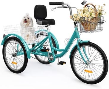 YITAHOME 24 & 26 Inch Adult Tricycle, 1 & 7 Speed 3 Wheel Bikes, Trike Bike for Adults with Removable Baskets, Cruiser Bike for Seniors Women Men Shopping Commute Picnic Outdoor Sports