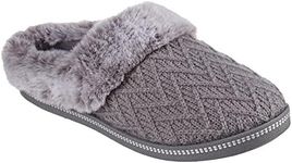 Skechers Women's Cozy Campfire Home Essential Slipper, Grey Sweater Knit Faux Fur, 9.5 US