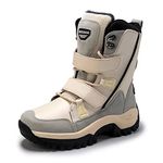 Womens Snow Boots Fur Lined Winter Ankle Short Boots Ladies Anti-Slip Warm Mid-Calf Boots Skiing Hiking Outdoor Trekking Walking Beige Size 6.5 UK