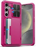 ATATOO for Samsung Galaxy S24 Wallet Case, Built-in Card Holder(Store 4-5 Cards) & Slide Camera Cover & Kickstand, Military Grade Protection, Shockproof Rugged Case for Galaxy S24 6.2", Hot Pink