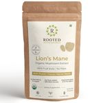 Rooted Actives Lions Mane mushroom Extract (60 g) | Memory, Focus, Brain Powder & Nerve Health. USDA Organic, 38% Beta Glucans