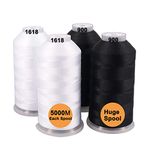 New brothreads -32 Options- Various Assorted Color Packs of Polyester Embroidery Machine Thread Huge Spool 5000M for All Embroidery Machines - 2Black+2White