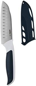 Zyliss Comfort Mini Santoku Knife, 12cm/4.5in, Japanese Stainless Steel, Non Slip Handle, Cover for Safety, Black/White, Professional Kitchen Knife/Vegetable Knife/Chopping Knife, Dishwasher Safe