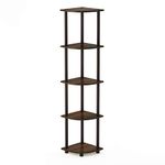 Furinno 99811WN/BR Turn-N-Tube Corner Display Rack Multipurpose Shelving Unit, 5-Tier Round, Walnut/Brown