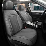COVER EMPIRE Leather Car Seat Covers, 5 Seats Universal Seat Covers for Cars Full Set, Waterproof and Breathable Automotive Seat Covers Front and Rear Seat Covers for Most Sedans, SUVs, Trucks, Gray
