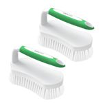 Amazer Scrub Brush Comfort Grip & Flexible Stiff Bristles Heavy Duty for Bathroom Shower Sink Carpet Floor - Pack of 2 (Green+Green)