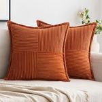 Set of 2 Decorative Throw Pillow Covers,Lumber Pillow Covers, JOMWEN Soft Boho Striped Cushion Covers for Couch Bed Sofa Livingroom 45x45cm (Rust)