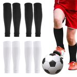 4 Pairs Of Football Sock Sleeves, Sockless Football Socks, Sleeves Soccer Shin, Football Socks To Mid-Calf, Suitable For Football, Basketball And Other Sports (White + Black)