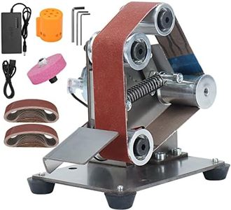 Mini Electric Belt-Sander Knife-Sharpener Sanding Machine - Small Bench Grinder Kit 7 Speed Adjustable Power Polisher DIY Polishing Grinding Tool For Knife Making, Wood Metal Working, Handcraft