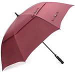 G4Free 47/54/58/62/68 Inch Automatic Open Golf Umbrella Extra Large Oversize Double Canopy Vented Windproof Waterproof Stick Umbrellas(Wine Red, 62 inch)