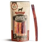 Bully Bunches Collagen Wrapped in Beef Bully Stick | All-Natural, Long Lasting Dog Chew | Dental Stick for Avid Chewers (12 Inch, 5 Pack)