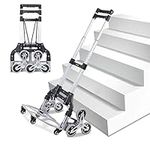 YOLEO Folding Hand Truck Aluminium Stair Climbing Cart with 10 Wheels Lightweight Collapsible Dolly Truck Portable Hand Trolley with Cord for Indoor Outdoor Travel Shopping