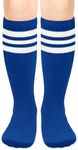 Kids Soccer Socks Toddler Soccer Socks Youth Soccer Socks Kids Baseball Socks Boys Football Socks Girls Softball Socks, Stripes Blue/White, 6-9 Years