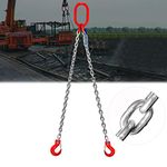 FITHOIST Chain Sling 5/16'' x 5 Ft Double Leg with Grab Hooks | Chain Slings for Lifting 3 Ton Capacity | G80 Alloy Steel Chain Sling with Standard Marking | for Cargo Security Towing and handling