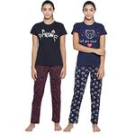 Real Basics Women's Cotton Checkered Pajama Set Pack of 2(RB-W-PS-XL-P2-(red+blu)_Multi-Coloured_X-Large)