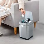 The Better Home 10L Smart Sensor Dustbin With Lid - 31 cm Automatic for Kitchen, Bathroom, Bedroom, Office | Steel Garbage Bin | 1 Yr Warranty - Silver
