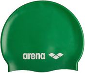 Arena Classic Unisex Soft Silicone Swim Cap for Women and Men, Intensive Training and Racing Comfortable Non-Slip Long Hair Swimming Hat, Green