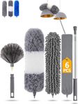 Feather Duster,Dusters for Cleaning Extendable with Telescopic Pole 100 inches Long Handled Duster Reusable Bendable Washable Microfiber gap dust cleaner High Ceiling Fans,Cobweb,under sofa,Blinds