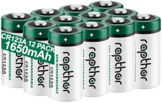 rapthor CR123A Lithium Batteries 3V 12 Pack 1650mAh High Capacity CR123 CR17345 PTC Protection Non-Rechargeable 123A Photo Battery for Camera Flashlights Microphone Alarm System (Not for Arlo)