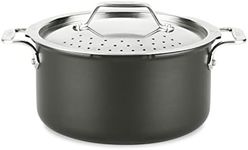 All-Clad HA1 Hard Anodized Nonstick Stockpot, Multi-Pot with Strainer 6 Quart Oven Broiler Safe 500F Strainer, Pasta Strainer with Handle, Pots and Pans Black