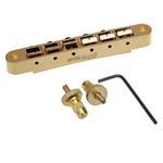 Wilkinson 52mm (2-3/64 inch) String Spacing Nashville Style Tune-o-matic Bridge Compatible with USA Les Paul/Epiphone Les Paul Style Guitar, Gold