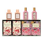 Gucci Perfumes for Women - 4 Pcs. Women's Fragrances Gift Set for Women - 2X Gucci Bloom Perfume for Women 0.16oz and 2X Gucci Flora Perfume for Women 0.16oz