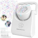 Bubble Machine Automatic Bubble Blower for Kids Batteries Operated Portable Bubble Maker Electric Bubble Machine Adjust Angle by 90° Indoor Outdoor Toy for Birthday Party Wedding (White)