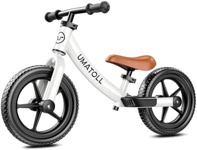Umatoll Toddler Balance Bike 2 Year Old, Kids Bike Toy for 18 Months to 5 Years Old, Tool-Free Adjustment, Birthday Gifts for 2-3 Boys Girls, No Pedal (White)