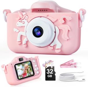 ASTGMI Kids Camera, Kids Digital Dual Lens Camera with Silicone Case Video Camcorder, 32GB SD Card,Shockproof Childrens Camera Toy for Boys & Girls Age 3-12