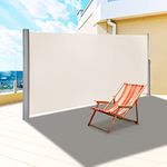 VEVOR Creamy-white Retractable Patio Screen 118 Inch In Length Office Dividers 63 Inch In Height Retractable Screen Partition Wall Outdoor Retractable Gate Retractable Fence Screens For Patio Privacy