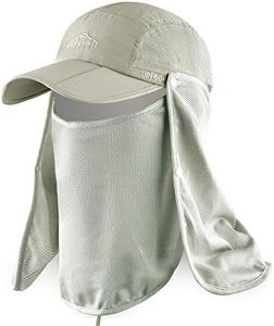 ELLEWIN Outdoor Fishing Flap Hat UPF50 Sun Cap Removable Mesh Face Neck Cover, D-Khaki/Mesh Neck Cover, M-L-XL