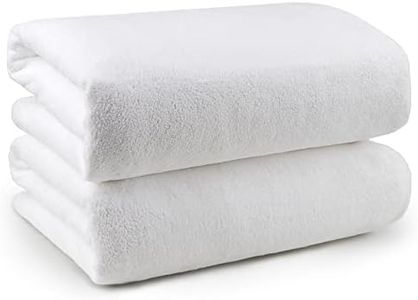Orighty Lot de 2 Serviettes de Bain Blanches Douces au Toucher, très absorbantes en Microfibre, Serviettes de Bain en Microfibre pour Le Sport, Le Yoga, Le Spa (27" x 54")